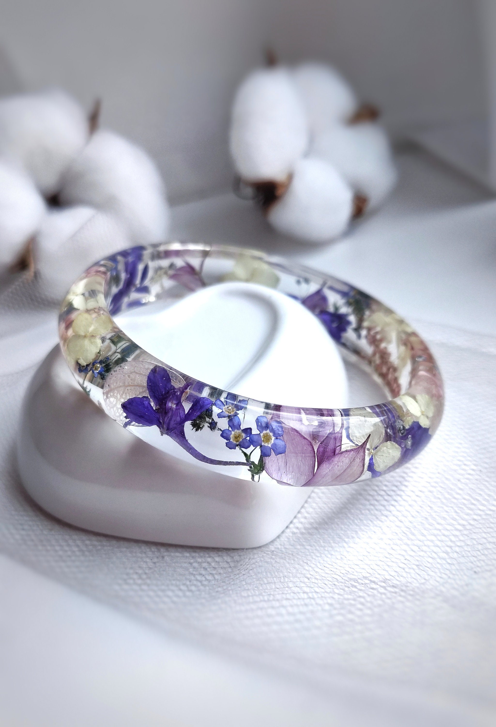 Flower resin bracelet Resin floral bracelet Dried flowers Etsy