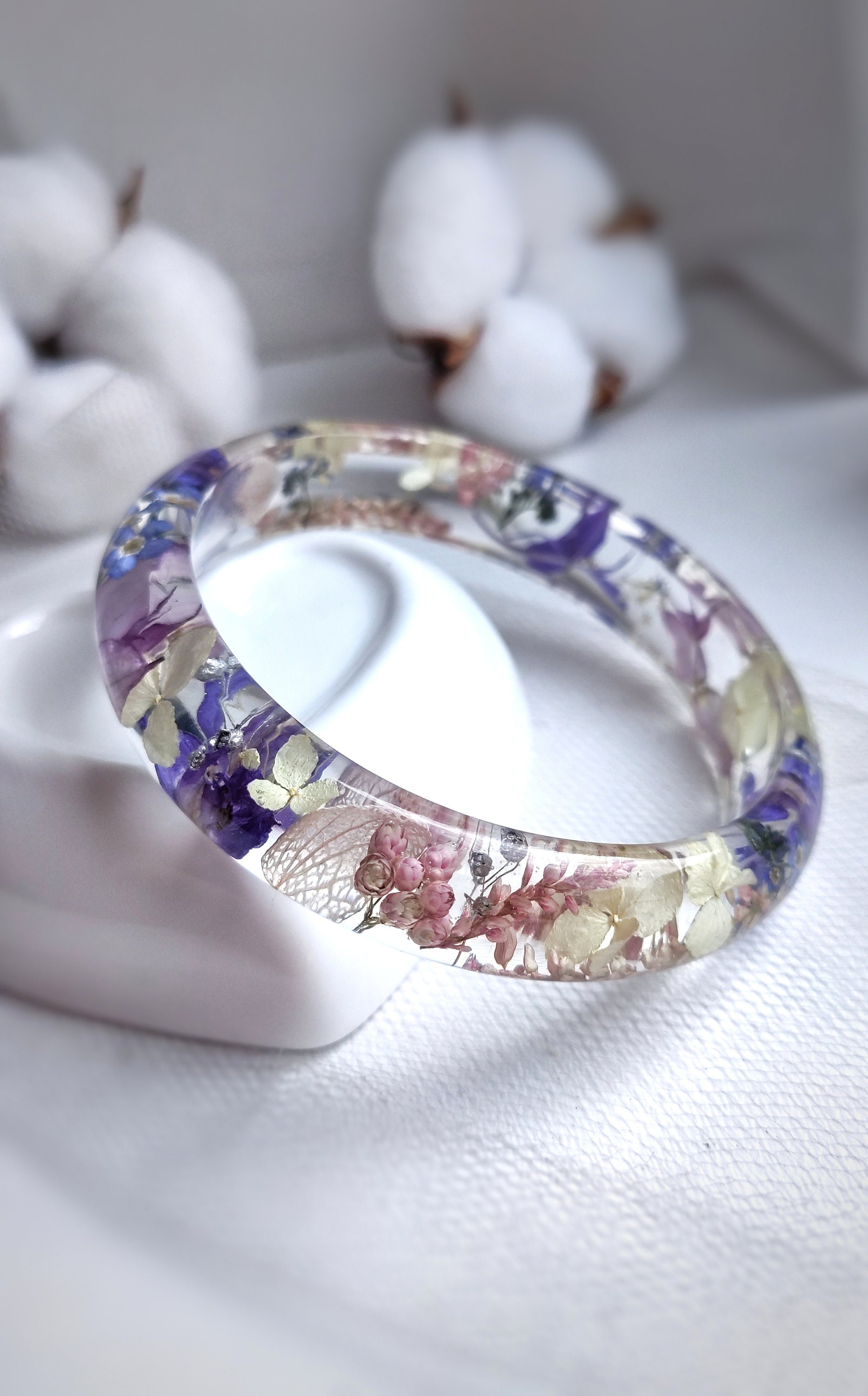 Flower resin bracelet Resin floral bracelet Dried flowers Etsy