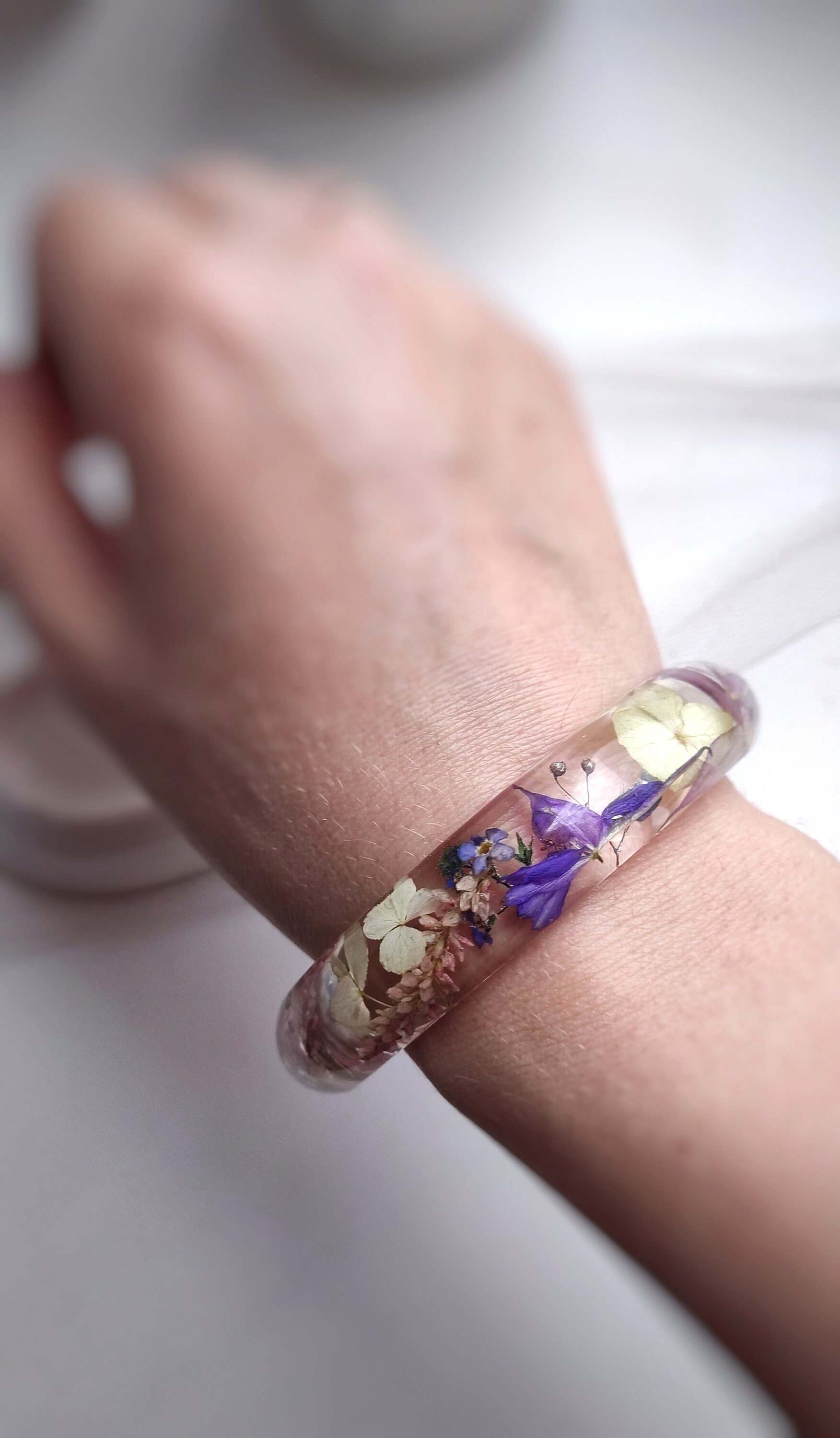 Flower resin bracelet Resin floral bracelet Dried flowers Etsy