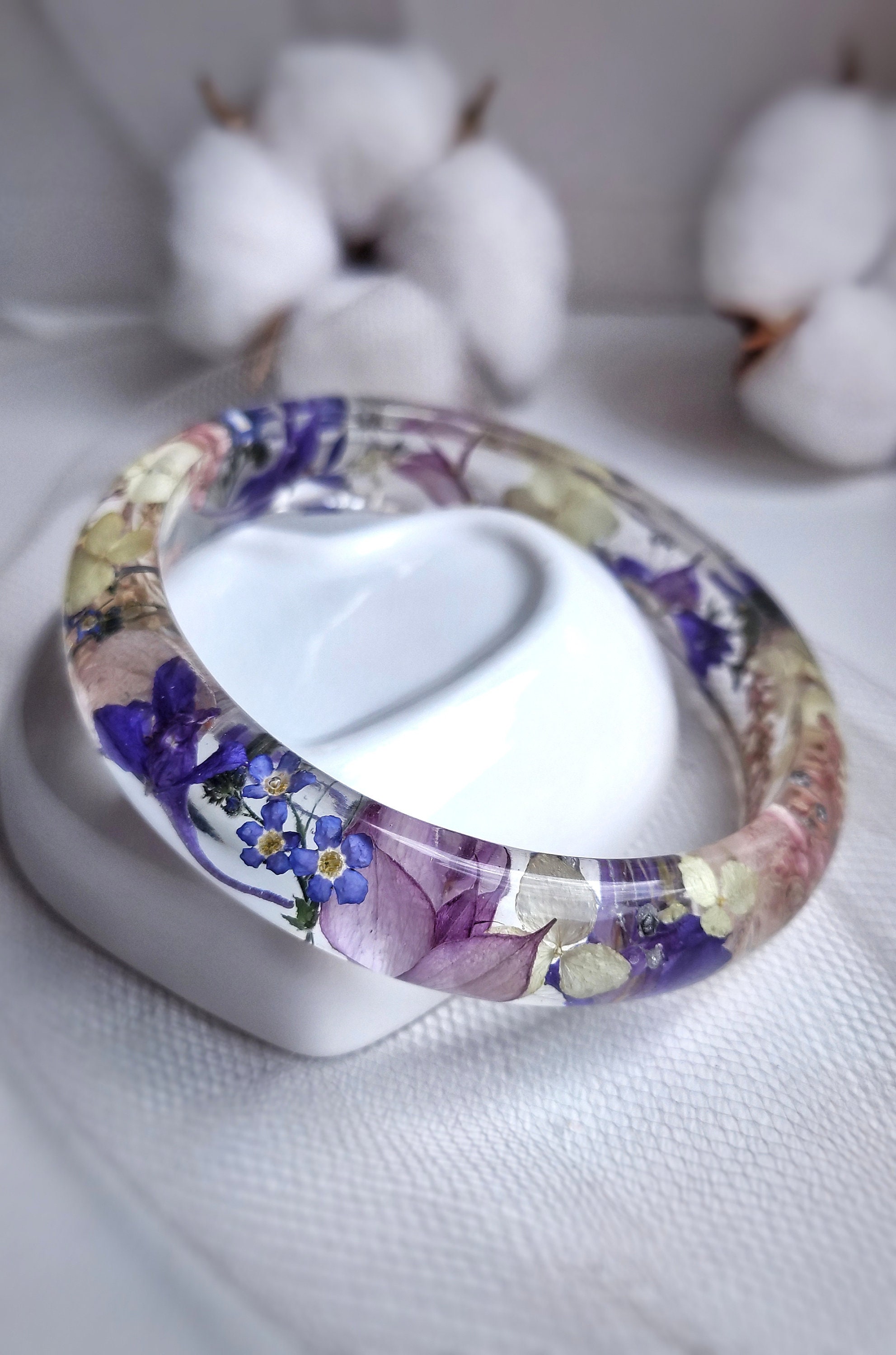 Flower resin bracelet Resin floral bracelet Dried flowers Etsy