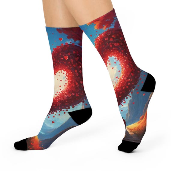 Ethereal Heart Horizon socks- Dreamy Silhouette and sunset Path Print