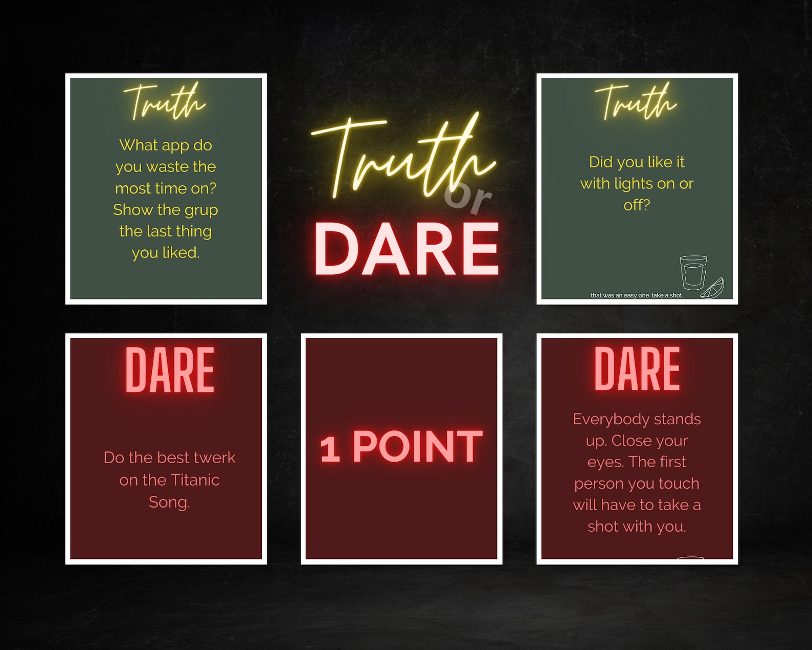 Truth or Dare Ultimate Drinking Game for Adults Only Etsy