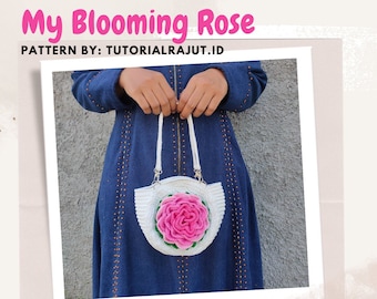 PATRÓN + VIDEO Tutorial, Bolso de Flores a Crochet, Bolso de Ganchillo My Blooming Rose, Bolso de Rosas 3D