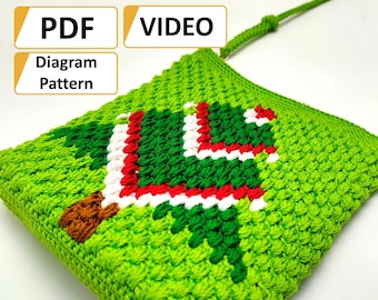 Video Tutorial + Patrón Bolso De Ganchillo, Patrón Bolso Tote De Ganchillo, Patrón De Navidad De Ganchillo, Árbol De Navidad De Ganchillo, Patrón De Diagrama