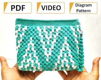 Patrón + Video Tutorial- Bolso Geométrico con Muñequera- Bolsos a Crochet Fáciles para Principiantes a Intermedios- Bolso a crochet tapiz