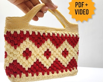 Video Tutorial + PATRÓN Bolso de Ganchillo - Patrón de Bolso de Ganchillo - Patrón de Bolso DIY - Patrón de Bolso de Ganchillo - Patrón de Bolso Étnico de Crochet Tapiz