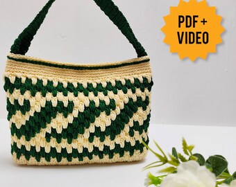 PATRÓN Bolso de Ganchillo + Video Tutorial - Patrón Étnico de Ganchillo Tapiz - Bolso de Ganchillo DIY - Patrón de bolso de Ganchillo - Patrón de Monedero de Ganchillo