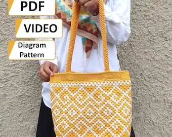 Patrón + Video Tutorial- Bolso Devina a crochet- Bolsos a crochet fáciles para principiantes a intermedios- Bolso a crochet tapiz- Patrón bolso a crochet