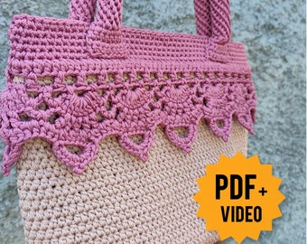 Handtaschen-Häkelanleitung mit Spitzen-Akzent + Video-Anleitung (PDF)