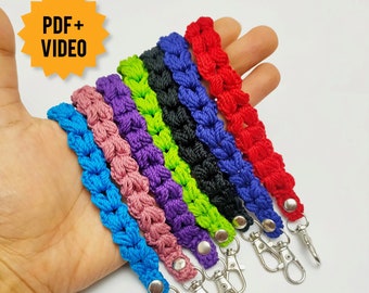 Patrón de crochet para llavero de pulsera + Video Tutorial - PATRÓN de bolsa de crochet - Pulsera de viaje de un día - Patrón de bolsa de pulsera - Patrón de bolsa de crochet