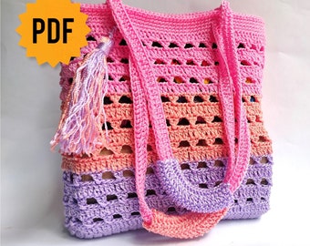 Video Tutorial + Patrón de bolso de crochet DIY - Patrón descargable de bolso de mercado OLA - Patrón de bolso de mercado de crochet DIY