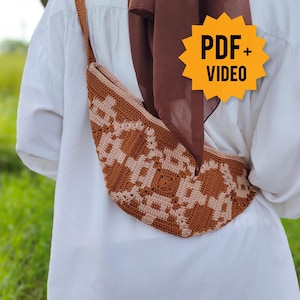PATTERN + Video Tutorial, Mona Fanny Pack, Crochet Bag PATTERN, Crossbody Bag, Bum bag, Clutch Bag, Granny Square Bag