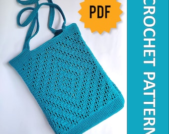 Video Tutorial + Crochet Bag Pattern, HEERA BAG, PDF Pattern Crochet Bag, Easy Crochet Bag Pattern, Crochet Market Bag Pattern