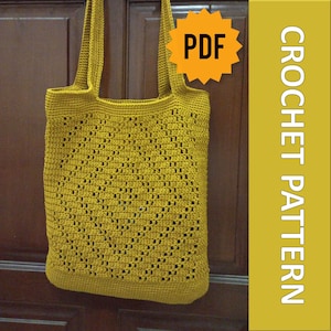 Video Tutorial + Pattern + Diagram Pattern, HEERA BAG, PDF Pattern Crochet Bag, Easy Crochet Bag Pattern, Crochet Market Bag Pattern