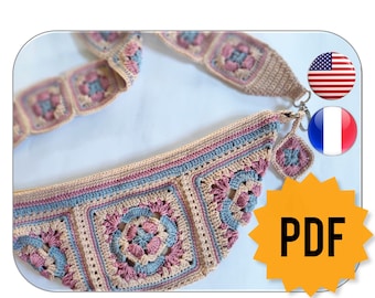 PATRÓN + Video Tutorial, Riñonera Kamaniya, PATRÓN Bolso Crochet, Bolso Bandolera, Riñonera, Bolso Clutch, Bolso Cuadrado Abuela, Patrón Verano