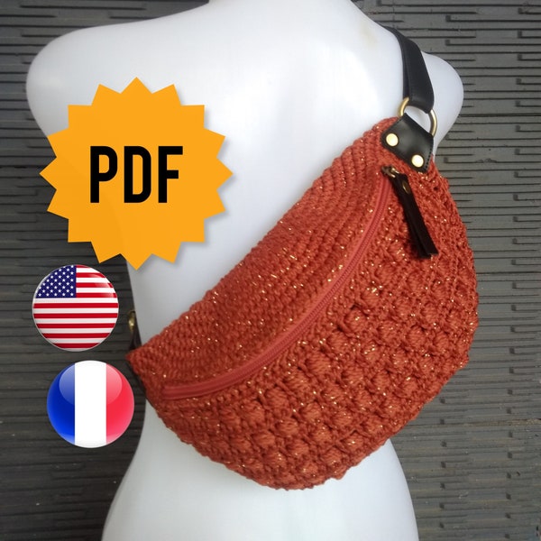 Video Tutorial + Crochet Bag Patterns- PUFFY Fanny Pack-  Easy Crochet Bag- Crochet Waist Bag- Crochet For Beginner-  Easy Crochet Pattern