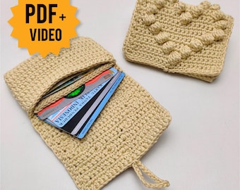 Patrón de crochet para tarjetero de corazón: Cartera fácil para principiantes (PDF + video)