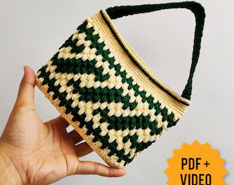 Video Tutorial + PATRÓN Bolso Crochet - Patrón Bolso Étnico Crochet Tapiz - Patrón Bolso DIY - Patrón bolso crochet - Patrón bolso crochet