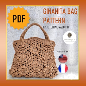 Video Tutorial + Crochet Tote Bag Pattern, GINANITA Bag, PDF Pattern Crochet Bag, Easy Crochet Bag Pattern,  Crochet Purse Pattern
