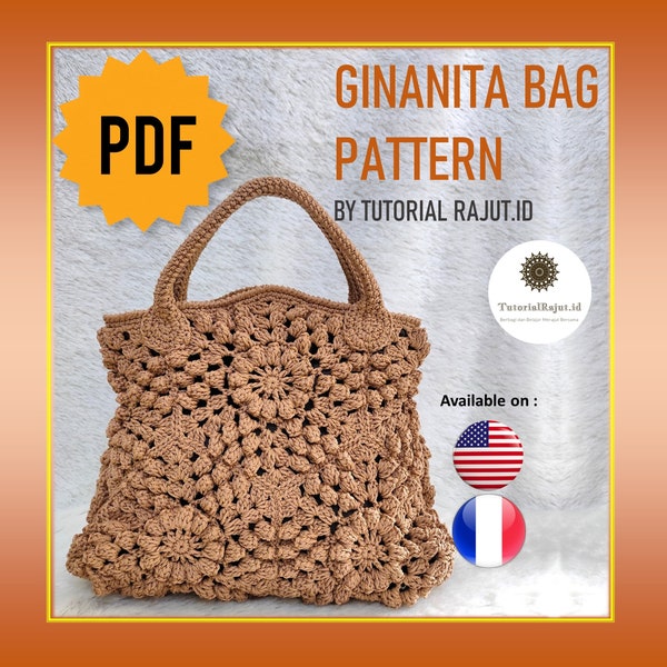 Video Tutorial + Crochet Tote Bag Pattern, GINANITA Bag, PDF Pattern Crochet Bag, Easy Crochet Bag Pattern,  Crochet Purse Pattern