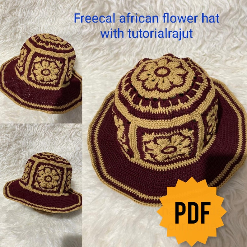 Pattern + Video Tutorial- Easy Crochet Hat Pattern- African Flower Hat ...