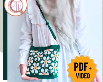 Patrón de bolso bandolera de margaritas con videotutorial (PDF)