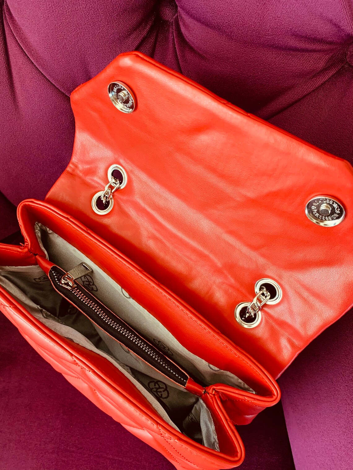 Luxury Elegant Leather Bag Gold Chain Strap Shoulder Bag Red Etsy