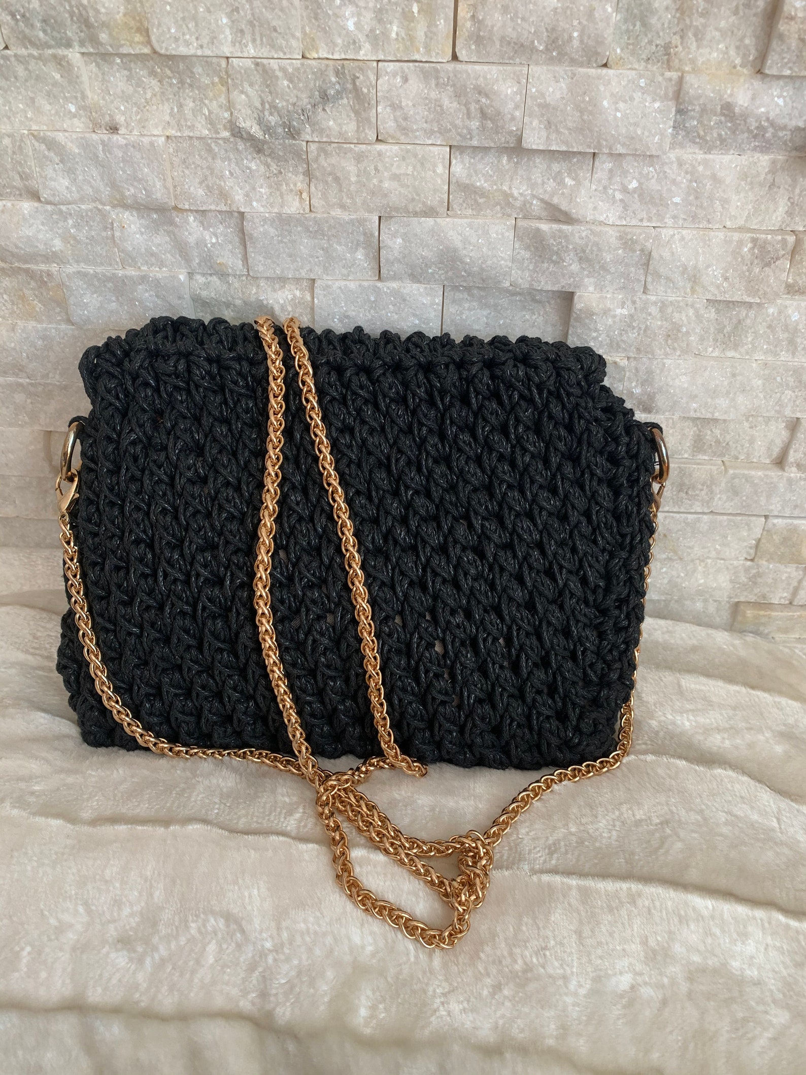 Knitting bag braid bag Macrome Braided Handle Bag Braided Etsy