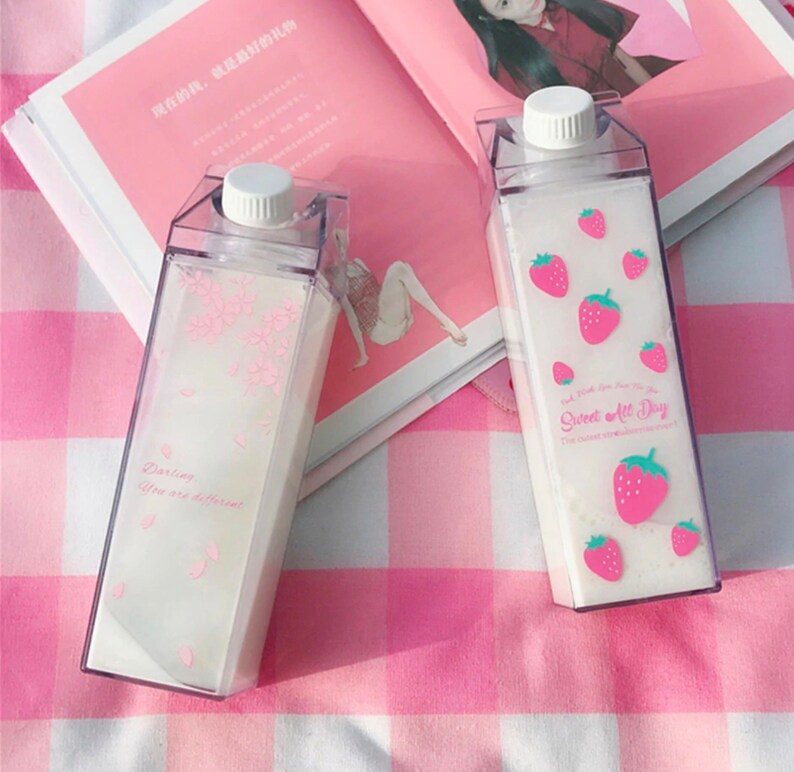 Aesthetic Kawaii Clear Transparent Milk Carton Water Bottle | Etsy