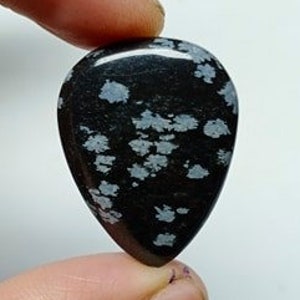 Beautiful Snowflake Obsidian Palm Stone, Natural Obsidian Gemstone, Pear Shape Cabochon, Gemstone For Making Jewelry, 32x24x6mm 31.20 Carat