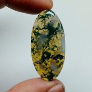 Schöner Moosachat Cabochon, natürlicher Achat Edelstein, ovaler Edelstein, Edelstein für die Schmuckherstellung, handgemachter Schmuck, 41x20x5mm 40.50 Karat