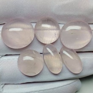 Beautiful Rose Quartz Cabochon, Natural Quartz Gemstone, Loose Gemstone For Making Jewelry, Rose Quartz Lots, Handmade, 66.00 Carat 6 (Pcs)