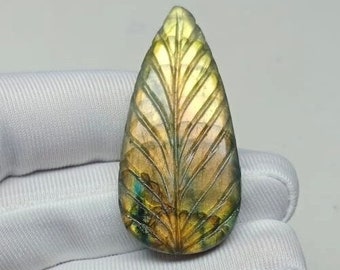 Labradorite Carving Gemstone, Natural Multi Labradorite Carving Stone, Pear Gemstone, Labradorite For Loose Jewelry, 45x22x6mm 56.30 Carat