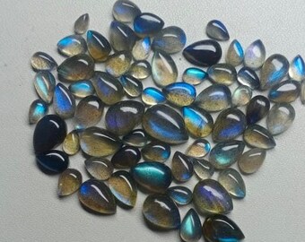 Labradorite Cabochon Lot, Natural Labradorite Gemstone, Pear Gemstone, Labradorite For Loose Jewelry, Size is  ( 8x12  4x6  ) 78.00 Carat