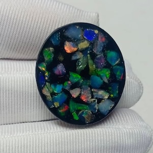 Beautiful Ethiopian Black Opal Doublet, Natural Opal Doublets, Oval Gemstones, Gemstone For making Jewelry, Handmade, 25x22x5mm 23.10 Carat