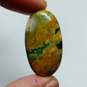 Fantastisk havsjaspis-cabochon, naturlig jaspiskristall, lös ädelsten för smyckestillverkning, jaspiskristall, handgjord, 38x21x5mm 36.15 karat