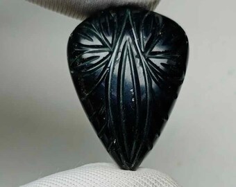 Onyx Carving Cabochon, Natural Black Onyx Carving Stone For Making Wire Wrap, Gemstone For Jewelry, Onyx Carving, 29x21x7mm 27.30 Carat