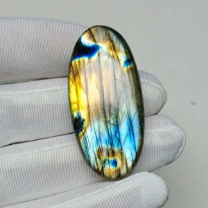 Oval Labradorite Cabochon: Natural Gemstone for Jewelry (44x21x7mm, 53 Carat)