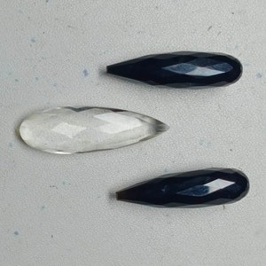 Ensemble de 3 pièces, cristal naturel et onyx noir, cristal naturel et onyx noir Ensemble de 3 pièces pour collier, cristaux, onyx noir, fait main, 35,60 carats