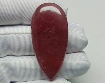 Raro!! Quarzo fragola, cabochon di quarzo fragola naturale, pietra preziosa a forma di pera, perline di quarzo fragola, gemme, 43x20x8 mm, 59,60 carati
