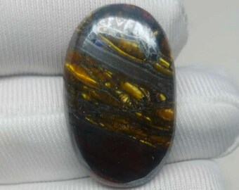 Iron Tiger Eye Cabochon, Beautiful Iron Tiger Eye Gemstone, Oval Gemstone, Iron Tiger For Wire Wrapped, Handmade, 28x17x5mm 28.40 Carat