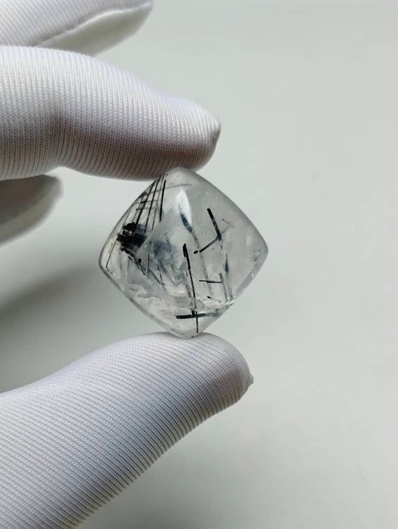 Beautiful Black Rutile Cabochon, Natural Black Rutile Gemstone, Pyramid Shape, Loose Gemstone For Making Jewelry, 24x24x12mm 50.40 Carat