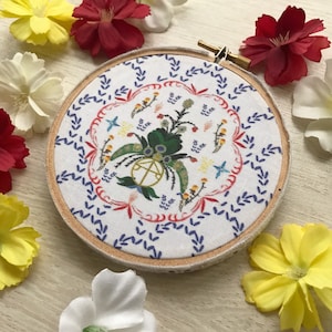 Midsommar Floral Folk Art Fabric Hoop Art
