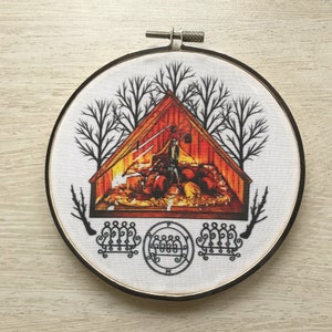 Hereditary A Night in the Trees White Fabric Hoop Art