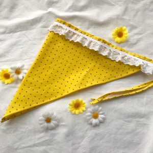 Cottage Yellow Polka Dot Eyelet Cotton Hair Cottage Kerchief