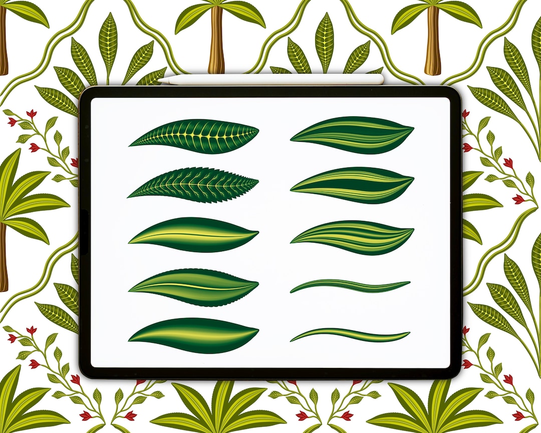 Botanical Procreate Brushes: Dual Color Leaves & Petals (digital ...