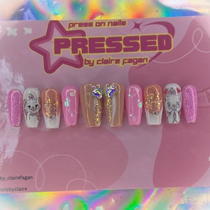 Marie cat press on nails