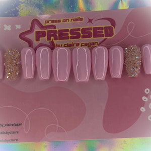 Pink pixel press on nails