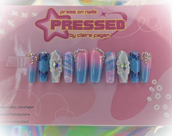 press on nails pastel  butterfly,