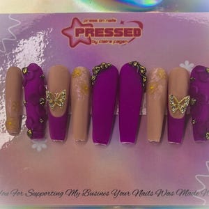 Handmade ready to ship/press on nails/ size small shape xxl coffin